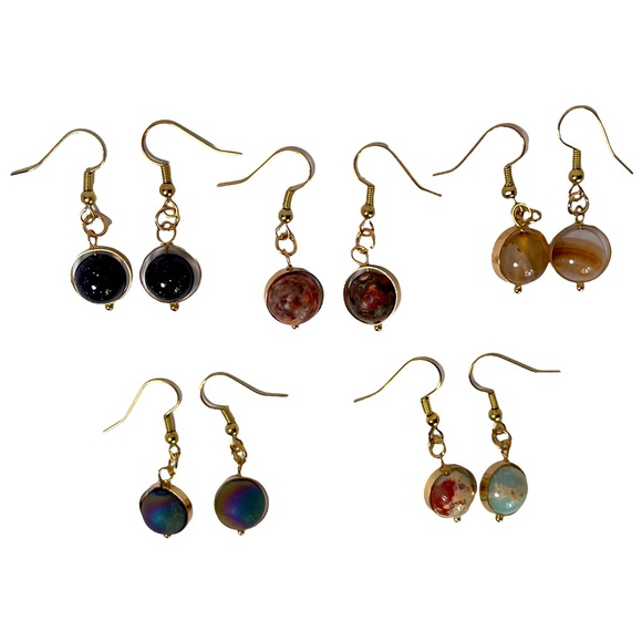 Planet charm dangle earrings, imitation stones that spin! Bundle of  5, NEW! - Picture 2 of 10